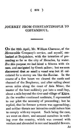 Journey from Constantinople to Costamboul