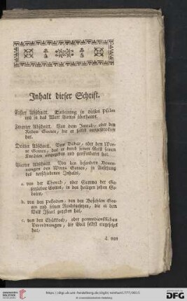 Inhalt dieser Schrift