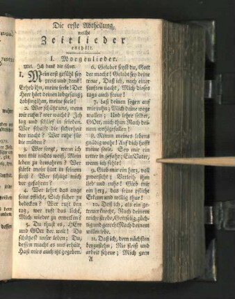 Die erste Abtheilung, welche Zeitlieder enthält.