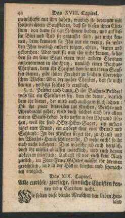 Das XIX. Capitel Alle curiöse / zierliche, sinnliche Christen kennen Christum nicht.