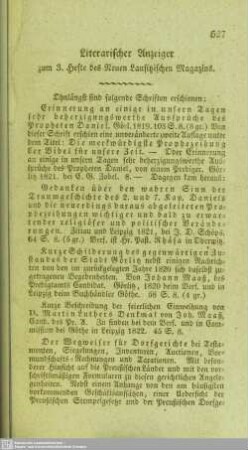 Literarischer Anzeiger zum 3. Hefte des Neuen Lausitzischen Magazins