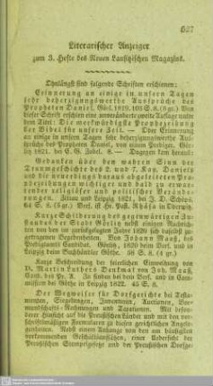 Literarischer Anzeiger zum 3. Hefte des Neuen Lausitzischen Magazins