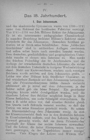 IV. Das 18. Jahrhundert.