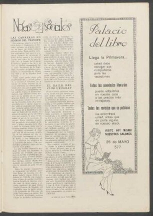 Notas sociales : Las carreras en honor del Príncipe [y] El baile del Club Uruguay