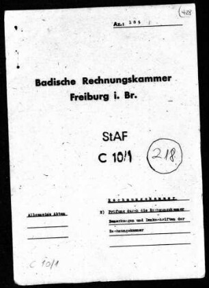 Bemerkungen und Denkschriften der Rechnungskammer