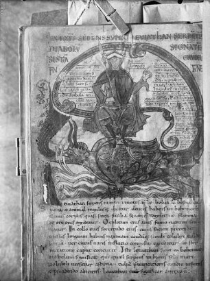 Liber Floridus Lamberti Canonici — Antichrist auf Leviathan reitend, Folio 62verso