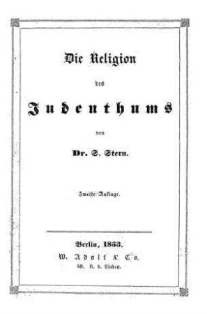 Die Religion des Judenthums / von S. Stern