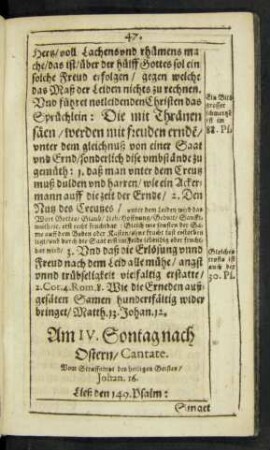 Am IV. Sontag nach Ostern/ Cantate.