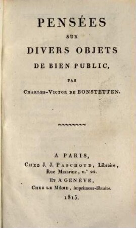 Pensées sur divers objets de bien public