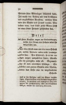 Brief des Herrn Rousseau [...]