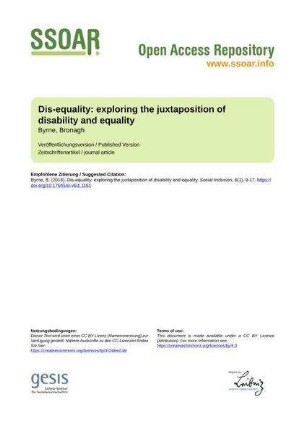 Dis-equality: exploring the juxtaposition of disability and equality