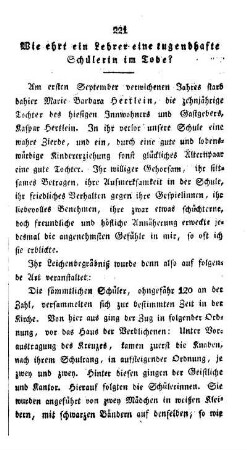 Wie ehrt ein Lehrer eine tugendhafte Schülerin im Tode?