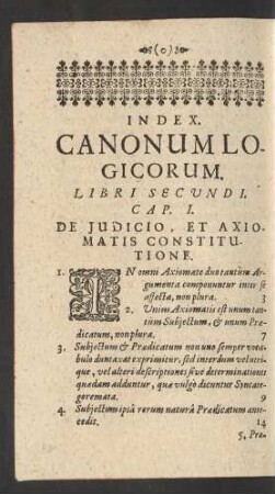 Index Canonum Logicorum, Libri Secundi.