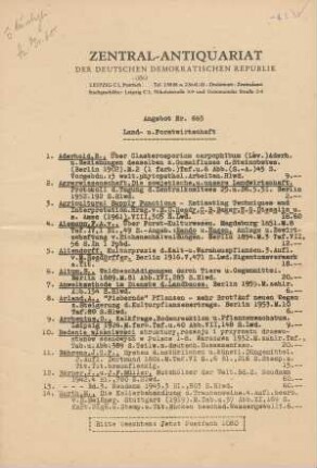 Nr. 665: Land- u. Forstwirtschaft