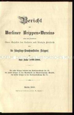 Jahresbericht des Berliner Krippenvereins 1899/1900