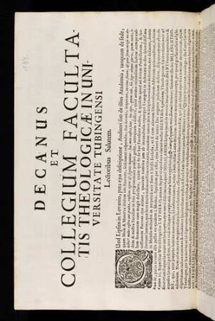 Decanus Et Collegium Facultatis Theologicae In Universitate Tubingensi Lectoribus Salutem
