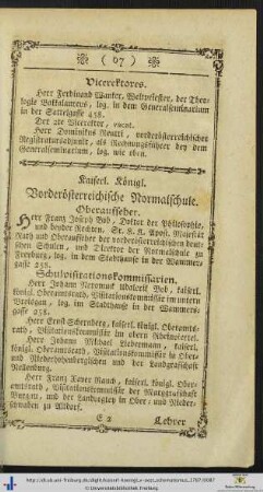 Kaiserl. Königl. Vorderösterreichische Normalschule zu Freyburg.