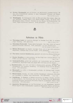 Arbeiten in Holz (Nr. 143-154)