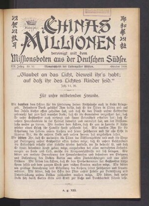 XIX. Jahrg. Nr. 10. Oktober 1918