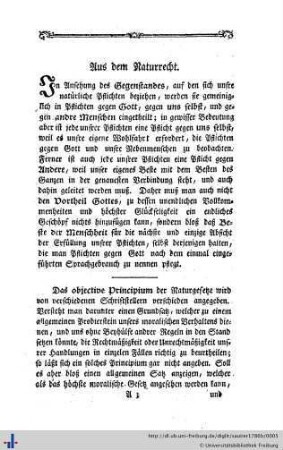 Aus dem Naturrecht.