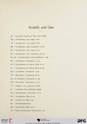 Kristalle und Glas (Nr. 461-512)