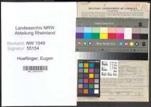 Entnazifizierung Eugen Hoeflinger , geb. 15.09.1918 ()