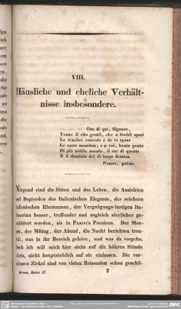 VIII. Häusliche und eheliche Verhältnisse insbesondere