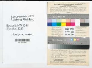 Entnazifizierung Walter Juergens , geb. 21.04.1910 (Oberfeldwebel)