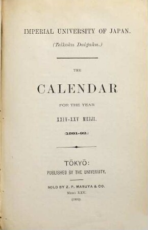 Calendar. 1891/92