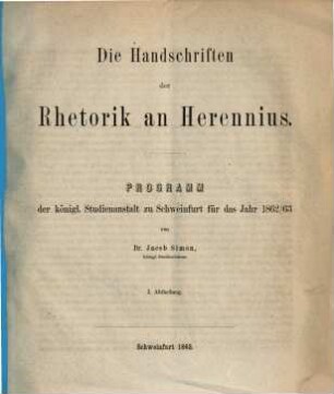 Programm der K. Studienanstalt zu Schweinfurt : für d. Schuljahr ..., 1862/63 (1863)