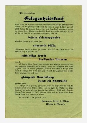 Ein selten günstiger Gelegenheitskauf . . .