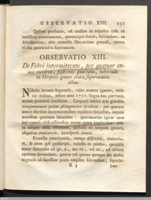 Observatio XIII. De Febri intermittente (...)
