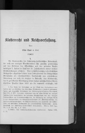 Klosterrecht und Reichsverfassung.