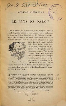 Bulletin de la Société de Géographie de l'Est. 11. 1889