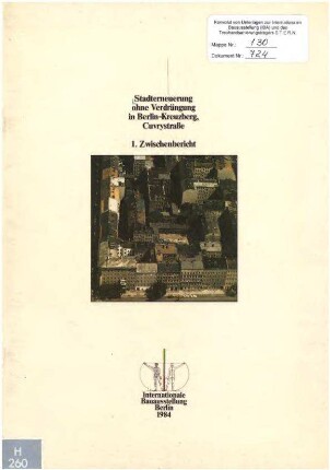 Broschüre: Stadterneuerung ohne               Verdrängung, Cuvrystraße, 1. Zwischenbericht