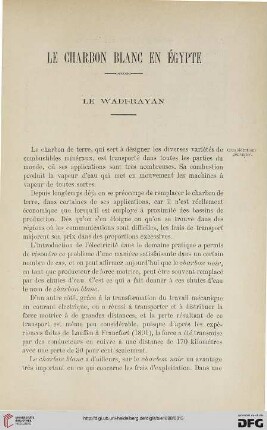 3.Ser. 9.1898: Le charbon blanc en Égypte