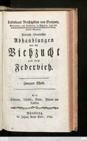 Theil 2: Von Hühnern, Gänsen, Enten, Pfauen und Tauben