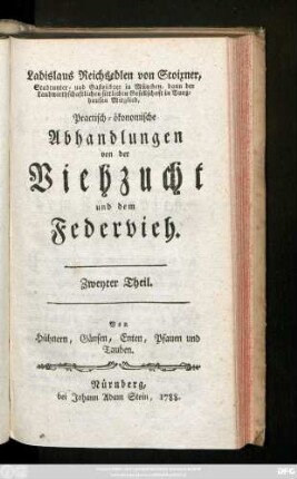 Theil 2: Von Hühnern, Gänsen, Enten, Pfauen und Tauben