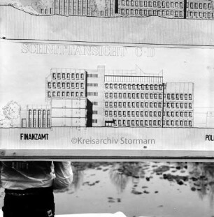 Finanzamt: Berliner Ring: Plan des Neubaus: Seitenansicht