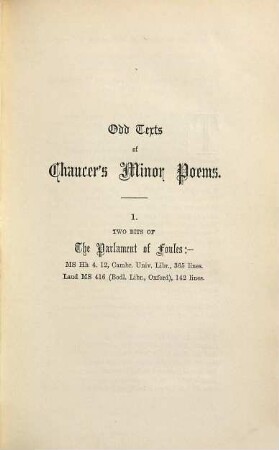 Odd texts of Chaucer's minor poems, 1