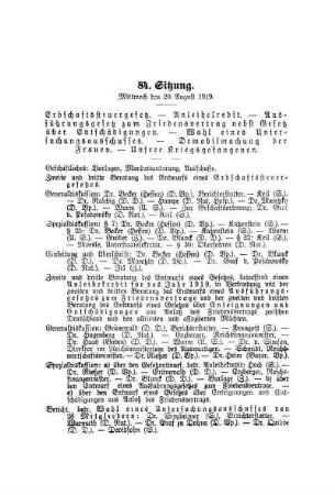 84. Sitzung. Mittwoch den 20. August 1919
