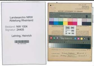 Entnazifizierung Heinrich Lehringer , geb. 14.08.1907 (Lokheizer)