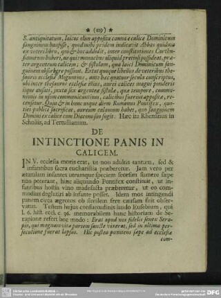 De Intinctione Panis In Calicem