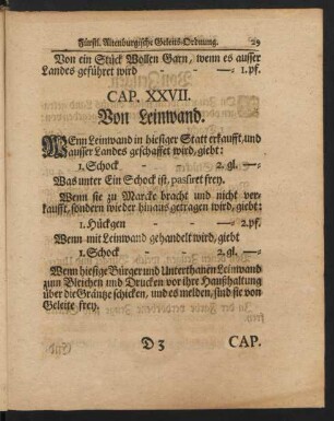 Cap. XXVII. Von Leinwand