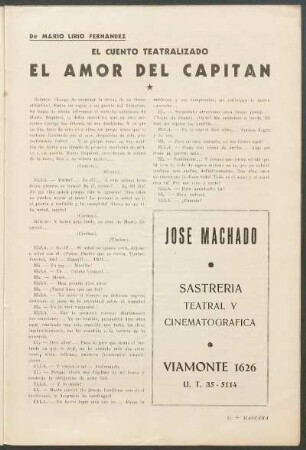 El Amor del Capitán : El cuento teatralizado