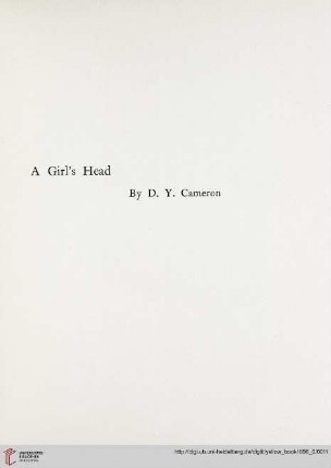 Plate: A girl's head, by D. Y. Cameron
