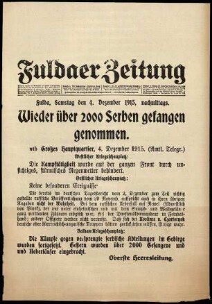 Ausgabe vom Samstag, den 04. Dezember 1915.