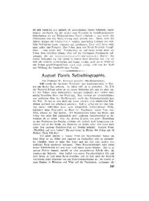August Forels Selbstbiographie