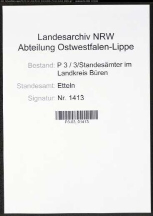 Heiratsregister Standesamt Etteln