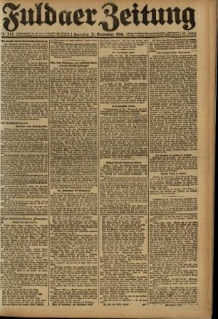 Erste Ausgabe vom Samstag, den 21. Dezember 1918.